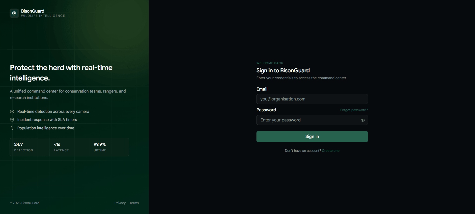 BisonGuard sign-in screen